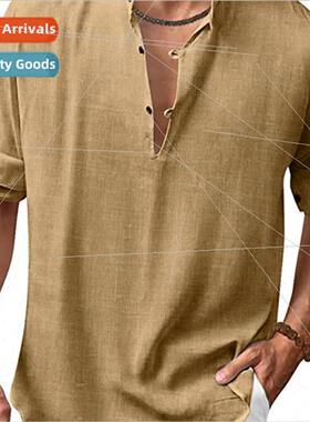 Mens New/ Cotton nen Shirt Casual Beach Hippie Shirt Long Sl