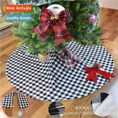 Whe Long Short Plush Christmas Tree Skirt Red Black Plaid Bl