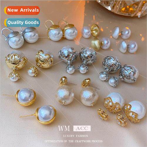 925 silver pin zircon love pearl earrings galvanized fashion