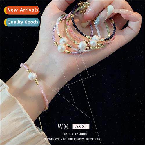 crushed colorful silver bead splicing bracelet versatile str