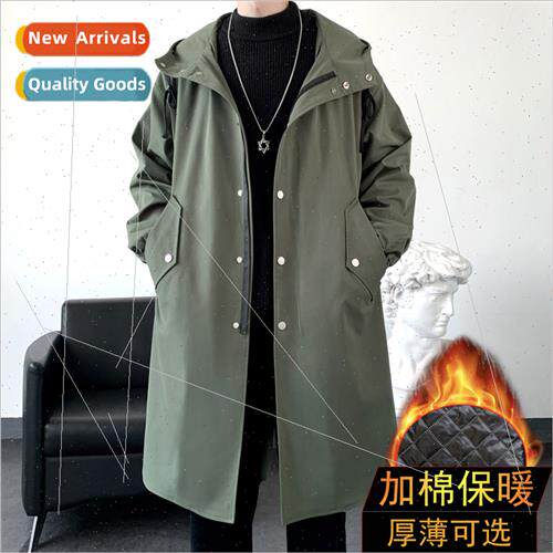 Autumn winter new men solid color loose jacket in long thick