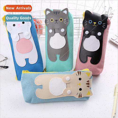 Korea  cartoon cat stationery box students canvas pencil bag