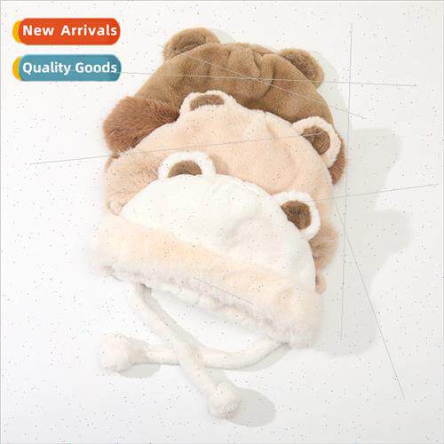 New cute bear ears hat female autumn winter warm ear protect