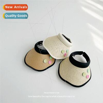 Summer children empty top sun hat lace cute smiley face topl