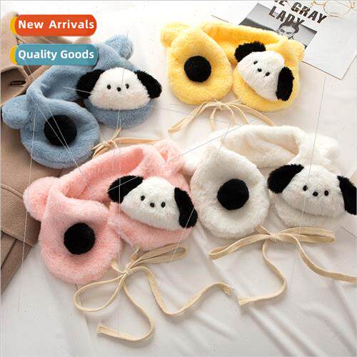 Autumn winter  tie warm aesthetic ear muffs cartoon dog ear