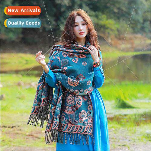 Autumn winter warm ethnic wind shawl female new retro photo
