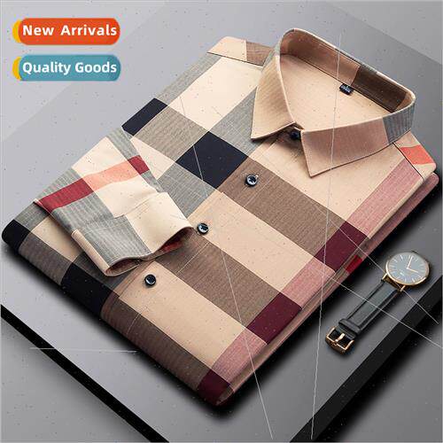 2023 spring new business plaid shirt men long-sleeved sense
