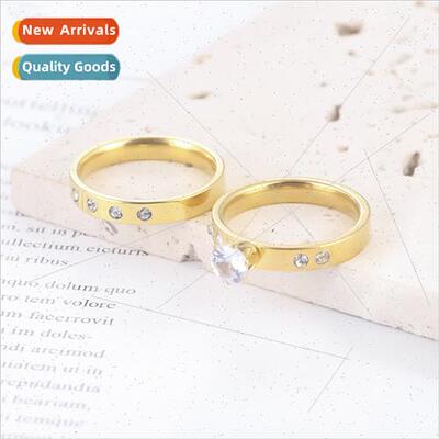 Haute sense fashion zirconia ring niche diamond ring round w