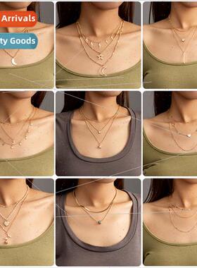 mple collarbone chain set necklace female fashion metal tass