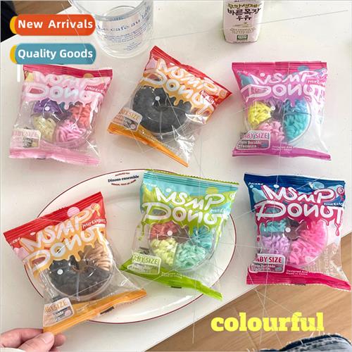 Cute donut boxed hair ring macaroon color children tie braid