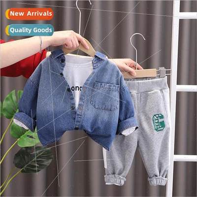 2023 spring new childrens denim su boys  three-piece baby ja