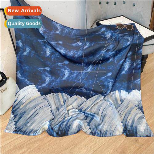 Cool Ocean Blue Printed lk Scarf Women ~ Summer Travel Vacat