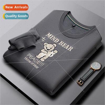High- embroidery long-sleeved men T-shirt loose Korea  round