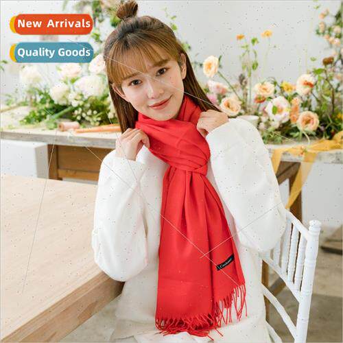 Faux cashmere solid color big red spiky hair scarf women aut