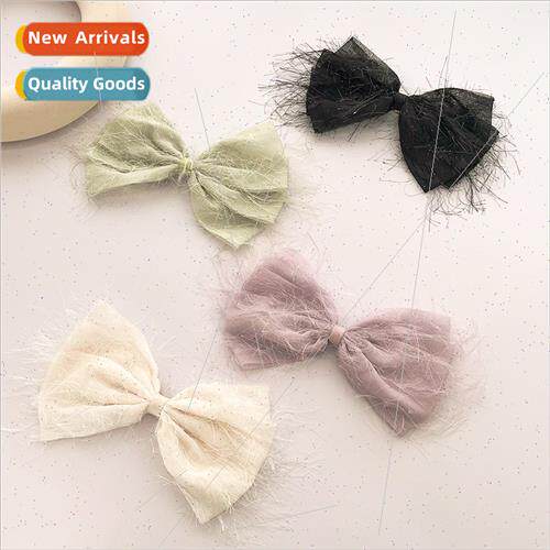 2023 new chiffon feather feeling bow hair clips Mori girl te