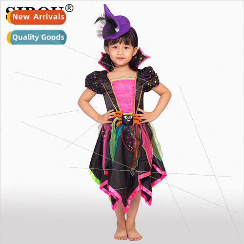 Halloween rainbow vampire princess dress bubble sleeve dress
