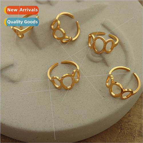 French ins cold wind geometric oval hollow opening ring tani
