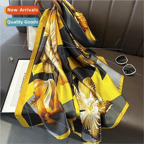 2023 new decorative sunscreen silk scarf women printed simul