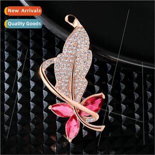 Korea zirconia women su leaves corsage simple pin coat acces