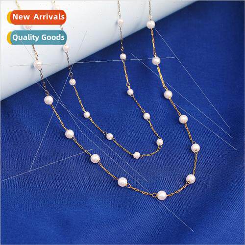 Europe summer new imation pearl gold beaded stainless steel