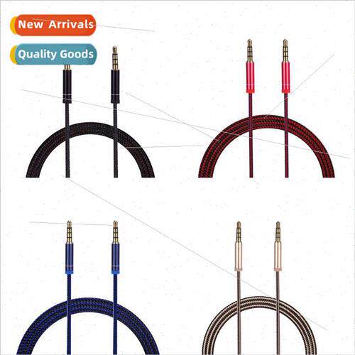 Aluminum alloy color braided audio cable 3.5mm male to male