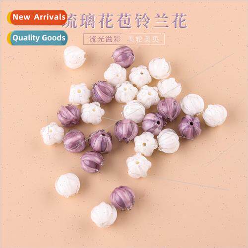 Glazed Pod Bell Orchid Handmade DIY Bracelet  Hole Loose Bea