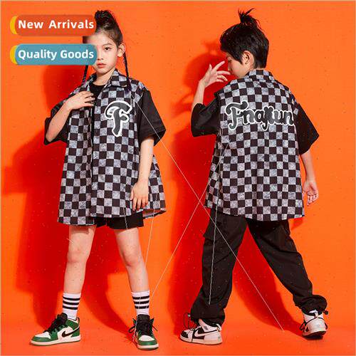 Children set dance su boys hip-hop workwear loose permance c