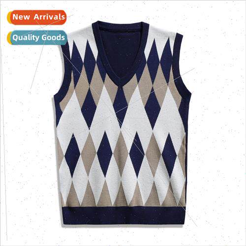 2023 Autumn winter thin men fashion nd plaid v-neck undershi