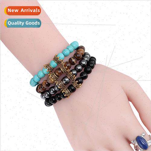 Creative Crown Bracelet Volcanic Tiger Eye Stone Beaded Brac