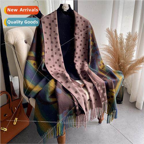 Korea  new 2022 rainbow imation cashmere scarf female winter