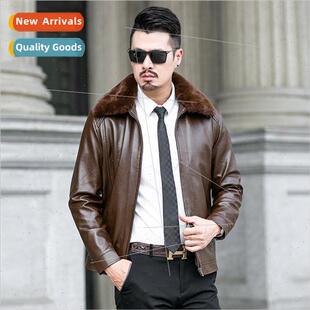 men leather middle fall installed aged father New jacket