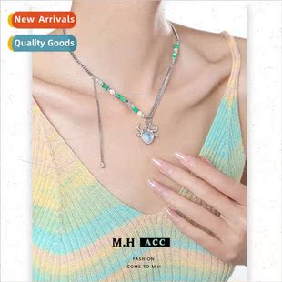 Moonstone Taurus Tassel Necklace Women Beaded Fashion ins Sw