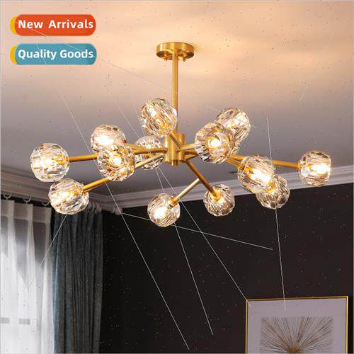 -modern light luxury chandelier copper living room simple HK