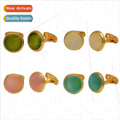 Round diamond crystal cufflinks fashion high sense whe stone