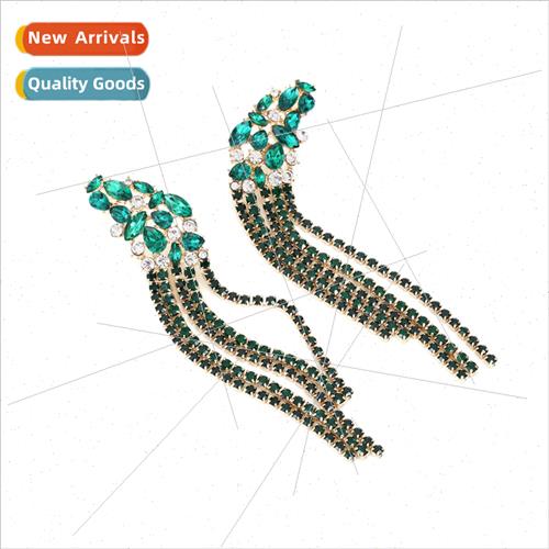 personalized long colored diamond tassel flower earrings des