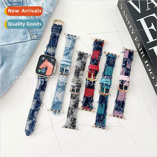 适用apple watch denim wool silk canvas strap apple watch8/SE