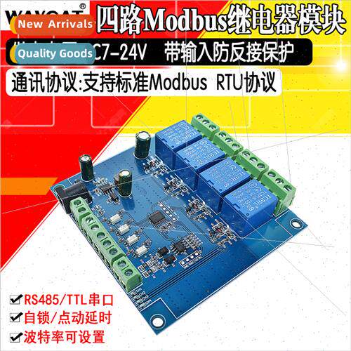 Modbus-Rtu7-24V Quad Relay Module Swching Input/Output RS485