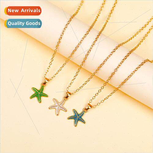 starfish necklace ocean series alloy oil drop pendant female