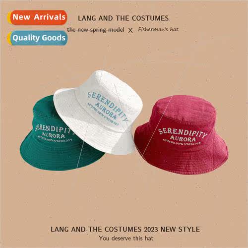 Letter embroidery washed cotton fisherman hat female outdoor