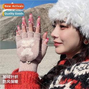 gloves women cycling Winter cold knted thickened touch warm