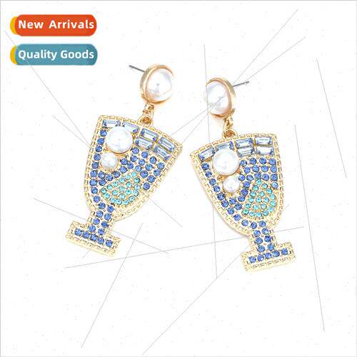 Creative earrings geometric earrings diamond cocktail glass