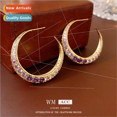 silver Needle Zirconia Crescent Earrings Fashion Earrings