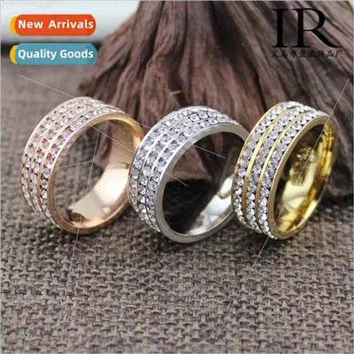 Fashion tanium steel jewelry wide face atmospheric diamond r