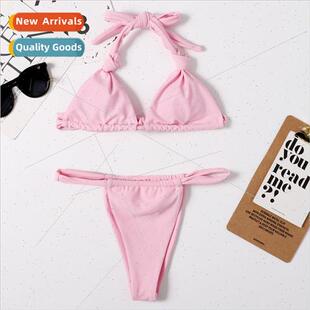 Spl Solid Neck Reversible Tie Bikini Womens Sexy Nylon Color