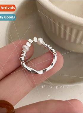 Irregular Crushed lver Pearl Ring Women che Index Ring Cold