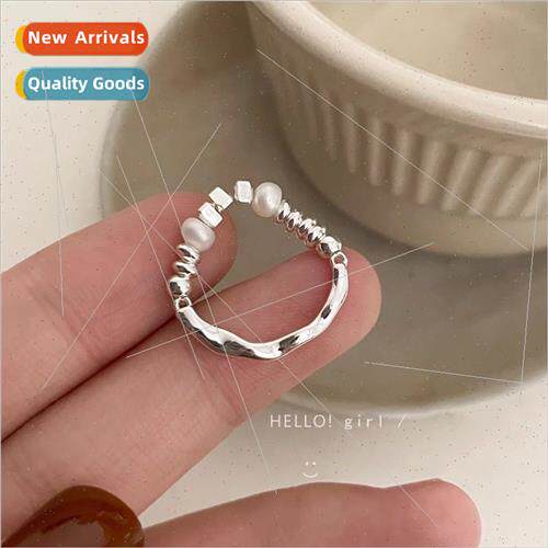 Irregular Crushed lver Pearl Ring Women che Index Ring Cold