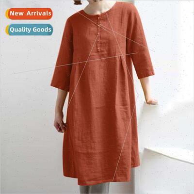 2022 new retro large size round neck single-breasted seven-q