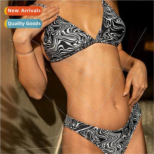 2023 Europe New Printed Triangle Cup Backless Sexy Bikini Sp