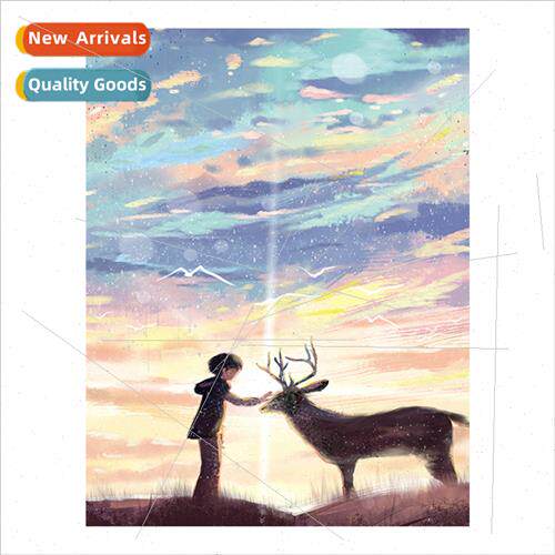 Handmade Full Stch Cross Stch Boy wh Elk Dreamy Sky Bedroom