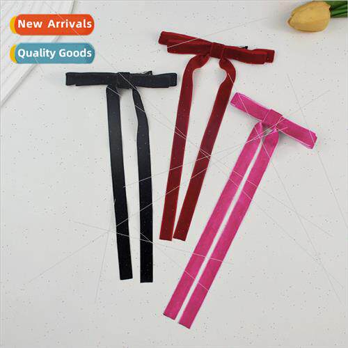 Sweet cool girls velvet bow ribbon hair clips ribbon braided